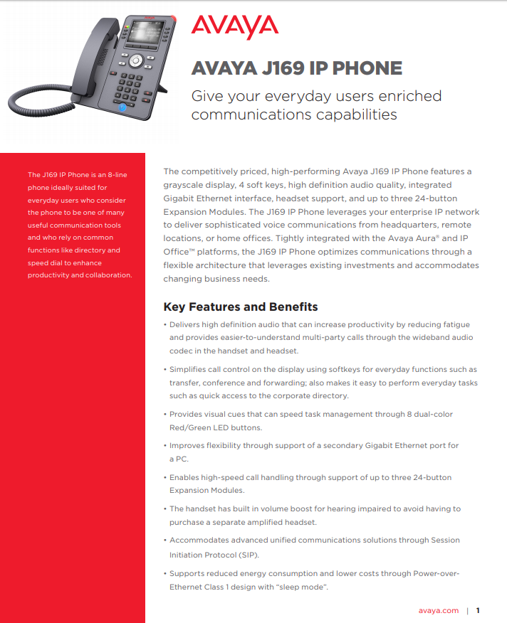 Avaya J169 IP Phone - Laketec
